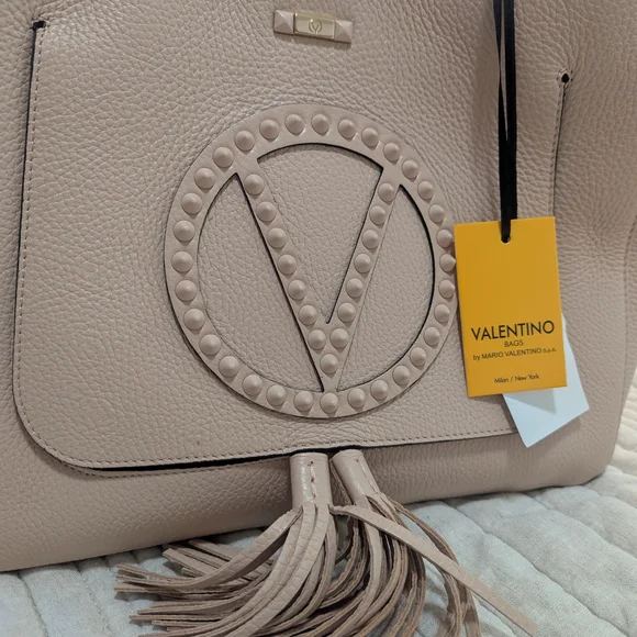 Valentino By Mario Valentino Rock Estelle Leather Tote Bag Pink - Picture 4 of 8